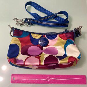 Coach Purse Multi Color Signature C Satin Cross body